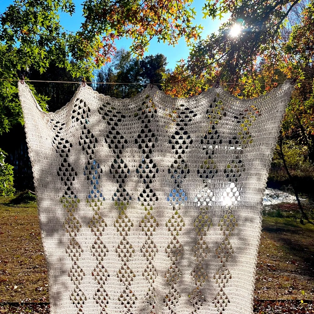 Elegant White Crochet Throw Blanket